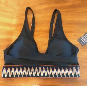 Black Embroidered Women's Bikini Top